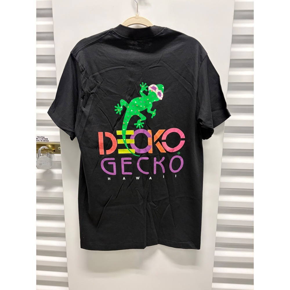 1990s Vintage Gecko Hawaii T-Shirt Mens L Black Excellent Single Stitch Tee Jays